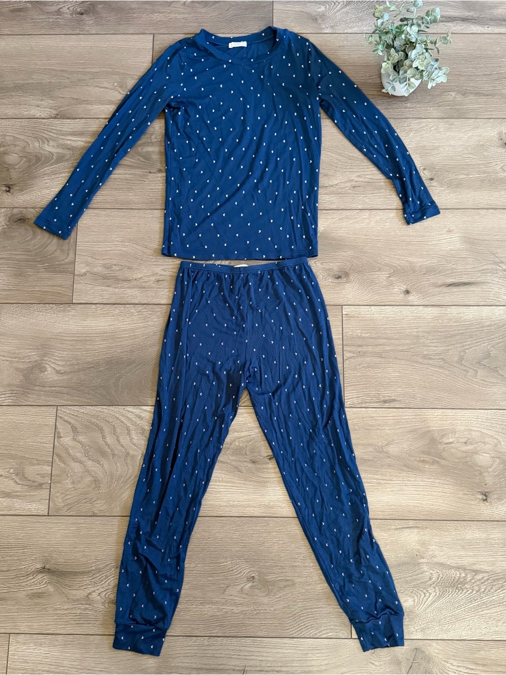 EBERJEY Kids Navy Blue Long Sleeve Moon Print Pajama Set Size 8